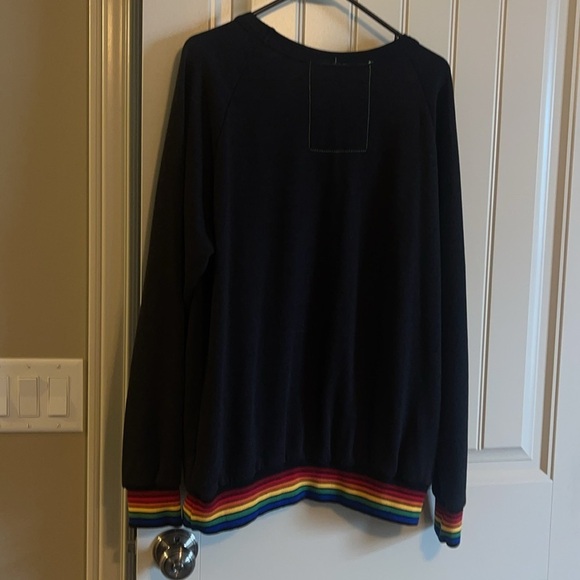 Aviator Nation Rainbow Rib Pullover Sweatshirt Heather Grey L - Picture 5 of 9
